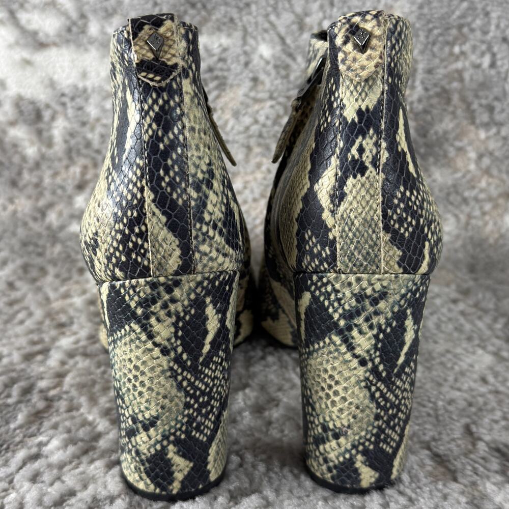 Sam Edelman Sz 10.5 Snakeskin Print Ankle Booties Heeled Boots Western - Picture 4 of 8